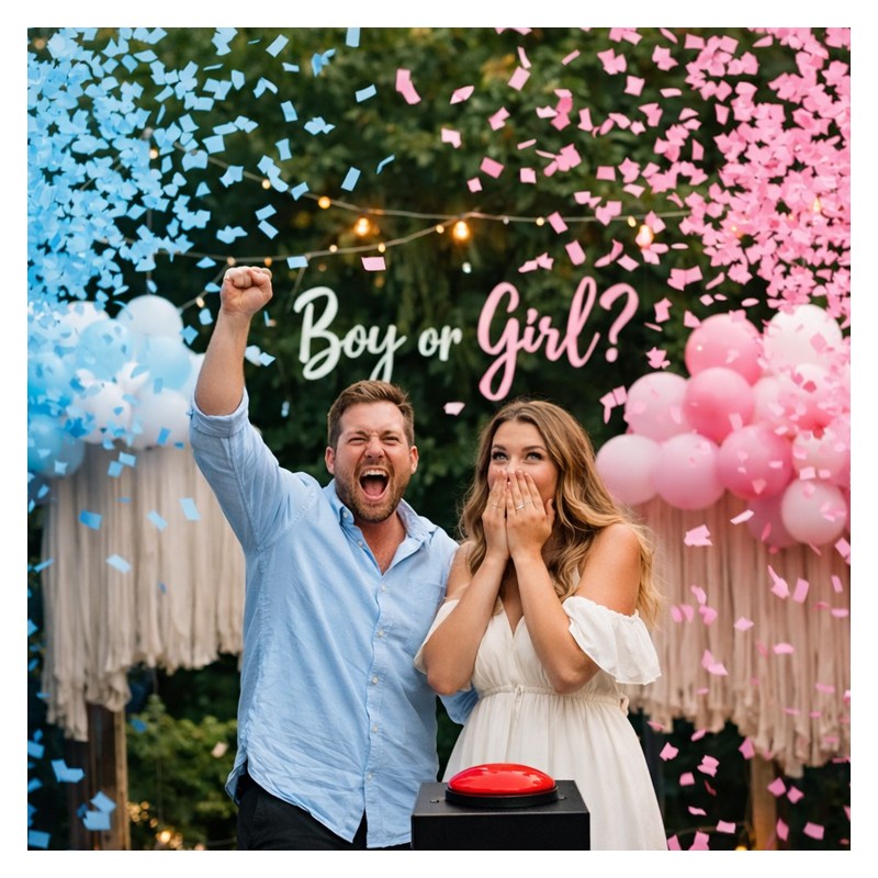 Pack Gender Reveal - 4 Canons à Confettis avec Buzzer