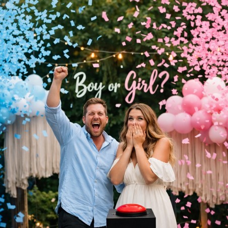 Pack Gender Reveal - 4 Canons à Confettis avec Buzzer