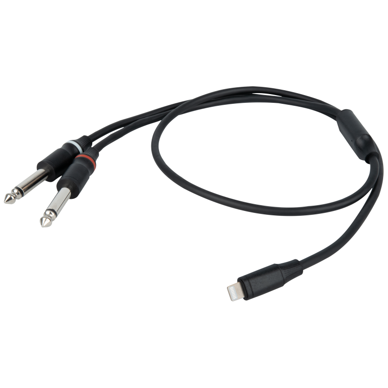 Câble FL101 – Adaptateur Lightning vers 2 connecteurs jack mono G/D 1,5m